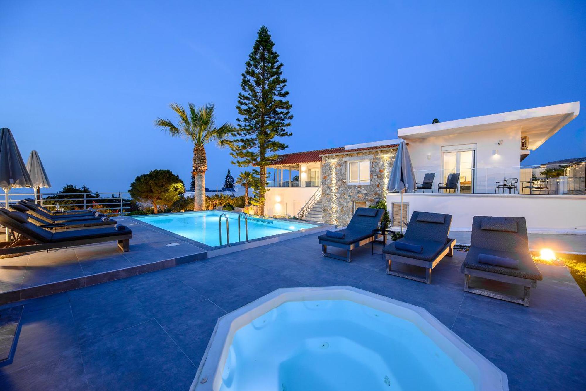 Queen'S Gem Luxury Villa - Heated Jacuzzi & Pool แอร์ซอนิสซอส ภายนอก รูปภาพ